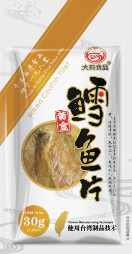 大有食品 厂家批发 休闲食品 海产品 水产品零食 黄金鳕鱼片 30g
